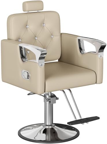 Barber Chair for Hair Stylists, Hydraulic Styling Chair with Heavy Duty Pump, 360° Swivel Barber Chairs with Reclining, Adjustable Headrest, Beauty Salon Equipment, 330 Lbs by Unknown