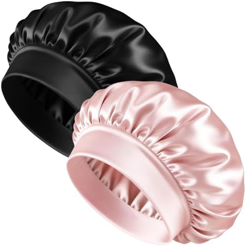 BONNET QUEEN Silk Bonnet for Sleeping Women Satin Bonnet Hair Wrap with Elastic Wide Band Sleep Cap for Curly Hair Night Cap by BonnetQueen