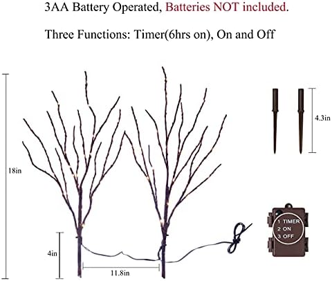 Lighted Brown Branches 18IN 70L Warm White Fairy Lights, LED Willow Branch Lights with Timer Battery Operated for Home Bedroom Living Room Vase Decoration - Image 3