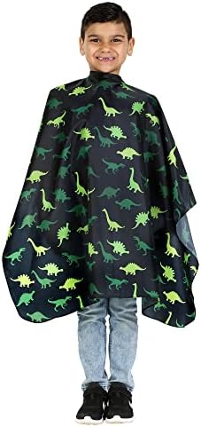 Kids Size Dinosaur Barber Cape for Hair Cutting with Plastic Snaps by PlumHill