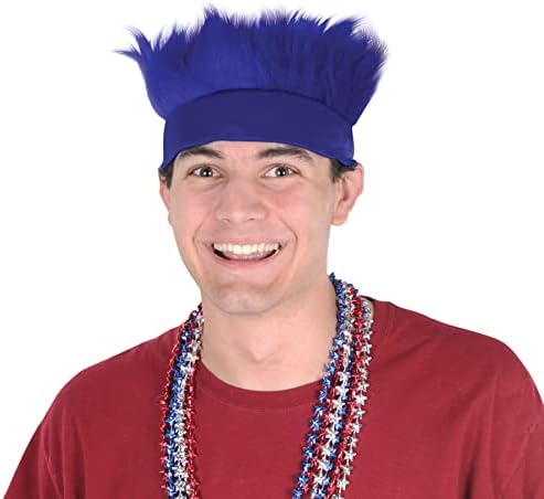 Beistle Blue Hairy Headbands – 2-Pack Fluffy Faux Hair Wig Costume Accessories, Sports Fan Headwear, Team Spirit Wear, Color-Themed Events, Pep Rally Outfits, Game Day Party Apparel, Adult Size - Image 2
