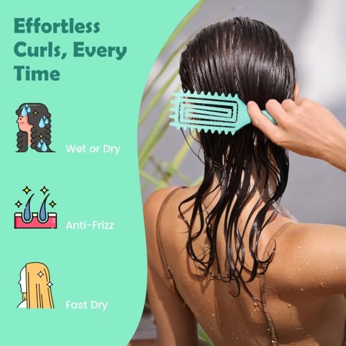 ABOYOY Curl Defining Brush with Side Gear for Curly Hair, Detangling & Styling Brush for Women Men, Lightweight Ergonomic Candy Brush Works on Wet or Dry Hair(green) - Image 5