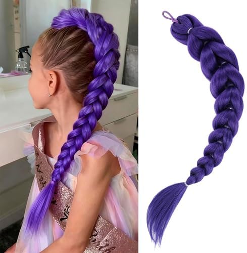 Getgal 24inch Purple Braids Ponytail Hair Extensions for Kids Costume by GetGal