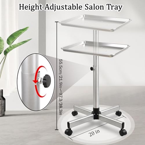 Salon Señor Salon Tray Cart,TattooTray on Wheels,Hair Color Tray,Silver - Image 3