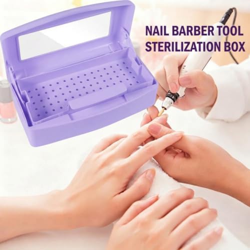 YoleShy Nail Tool Cleaning Box Purple Plastic Clean Container for Tweezers - Image 6