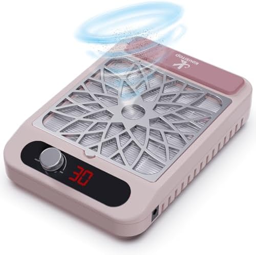 Nail Dust Collector for Nail Techs, Compact & Quiet Nail Vacuum dust Collector with Reusable Filter, Powerful Nail Fan Nail Tech Must Haves for Gel Polish, Pedicures, Salon & Home Use, Light Pink by Unknown