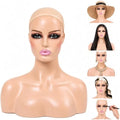 Realistic Female Mannequin Head with Shoulders – Lifelike Cosmetology Manikin Display Bust for Wigs, Jewelry, Necklaces, Hats, Sunglasses, Scarves & Makeup Practice. (Brown Pink Lip) by Unknown