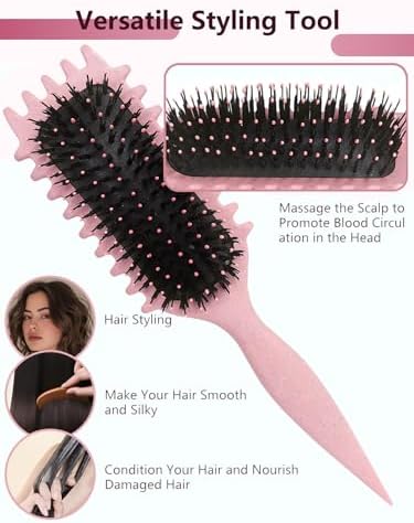 Pink Curl Defining Brush for Curly Hair – Detangling & Styling Brush for Women & Men, Defines 2A to 4C Curls, Reduces Frizz, Perfect for Wet & Dry Hair (Pink) - Image 5
