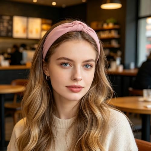 7 Pcs Headbands for Women Girls, Non Slip Cute Pearl Floral Padded Vintage Wide Fashion Multi-style Headbands for Girls (Pink A) - Image 5