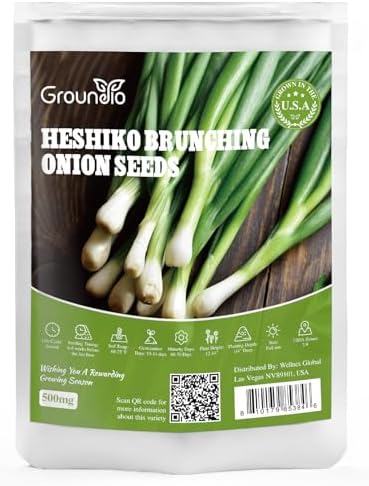 Groundio 200+ Heshiko Japanese Bunching Green Onion Seeds | Non-GMO Heirloom | High Germination | Mild Scallions for Cooking (Allium fistulosum) by Groundio