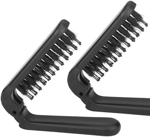 Ancable 2Pcs Travel Folding Hair Brush, Collapsable Portable Pocket Boar Bristle for Thin/Thick Hair, Mini Hairbrush for Men Women Kids, Wet/Dry Hair, Restore Shine, Black by Ancable