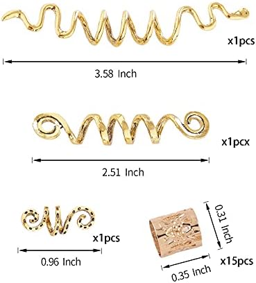 FRDTLUTHW 18Pcs Hair Accessories Loc Hair Jewelry for Women Braids, Dreadlock Beads Metal Hair Clips Decoration Gold(Multiple Styles)-style4 - Image 2