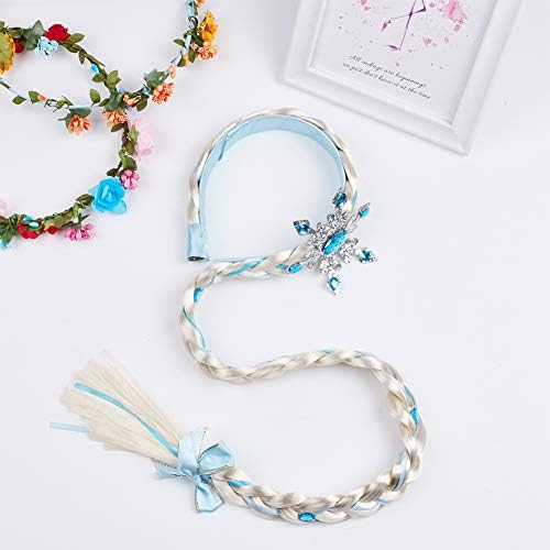 Golray Princess Dress Up Accessories Jewelry Play Toy Set for Girls with Headband Braid Wig, Crowns, Necklaces, Wands, Rings, Bracelets Gloves Princess Costume Accessories - Image 2