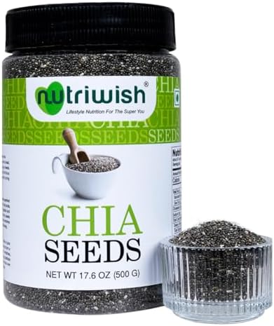 Nutriwish Chia Seeds 17.6 oz (500g) | 100% Natural, Superfood & Keto-Friendly | Perfect for Smoothies, Puddings & Baking by Nutriwish