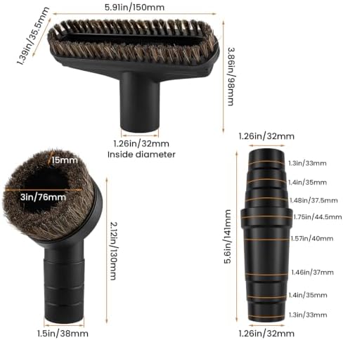 1.5" Horse Hair Duster, 5.9" Floor Brush & Multi-Layer Adapter, 3Pcs - Image 2