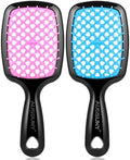 2 Pack Vented Detangling Hair Brush - Detangler Hairbrush with Soft Bristles for Effortless Tangle Free - Ideal for Wet Dry or Damaged Hair for Women Men Kids -Mixed Colors by Aussumy