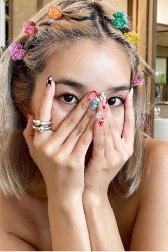 100Pcs Colorful Mini Flower Hair Clips Set, TEBIEKOY Small Hair Clips Mini Mouse Ear Hair Claw Clip Cute Jaw Clips Hair Pins Hair Barrettes Tiny Flower Hair Accessories for Women (Roses) - Image 6