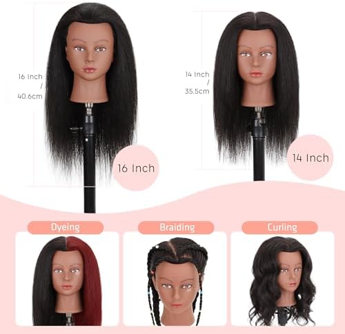 Mannequin Head with Tripod Stand, 100% Real Human Hair - Image 3