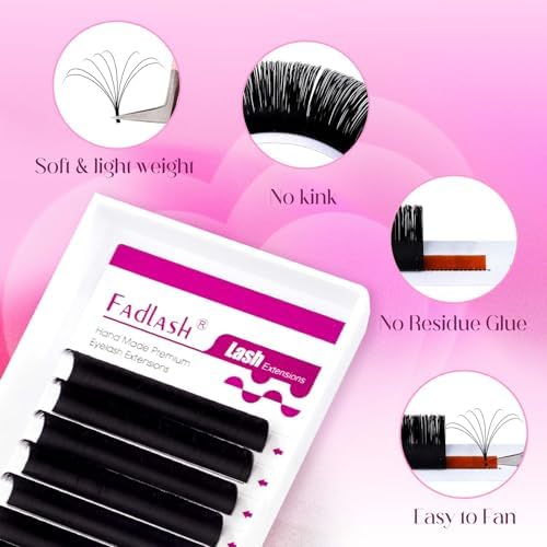 FADLASH Easy Fan Lash Extensions C D Curl Blooming Volume Eyelash Extensions 8-25mm Volume Lashes Self Fanning Eyelashes Extensions Supplies Lash Tray (0.07D, 14mm) - Image 2