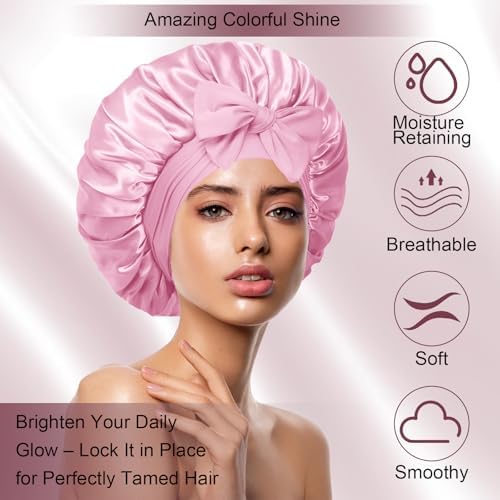 Silk Bonnet for Sleeping Women Satin Cap Reduce Frizz & Hair Breakage - Image 4