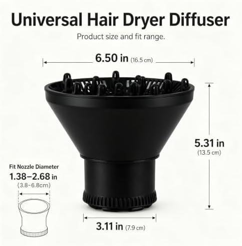 Hair Diffuser, Diffuser Attachment for Blow Dryer with D1.5-2.67in Nozzle - Image 2