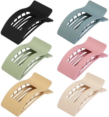 French Flat Hair Clips for Women 6pcs Hair Claw Clips for Thick or Thin Hair Matte Claw Clips for Girls Barrettes Non-Slip Strong Hold Hair Accessories for Women (Light Colorful) - Image 2
