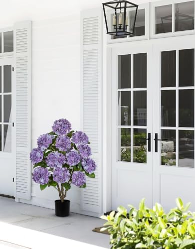 3FT Purple Hydrangea Artificial Flowers Tree 2 Pack Faux Hydrangea Potted - Image 6