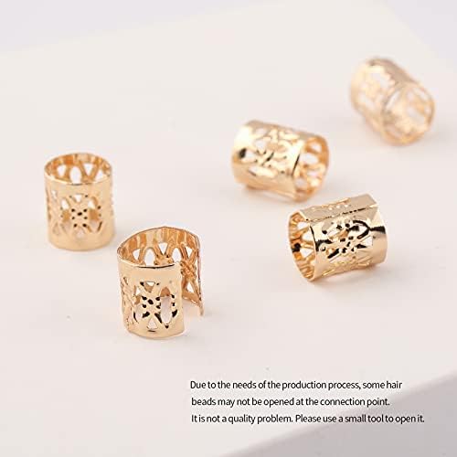 FRDTLUTHW 18Pcs Hair Accessories Loc Hair Jewelry for Women Braids, Dreadlock Beads Metal Hair Clips Decoration Gold(Multiple Styles)-style4 - Image 4