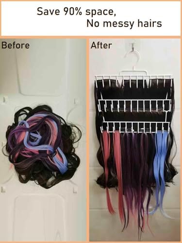 Hair Extension Holder for Washing, Coloring and Blow-Drying, Hair Extension Hanger for Full Length Weft, Extra Wide Weft, Braiding Hair, Wig Hanger for Storage (1) - Image 3