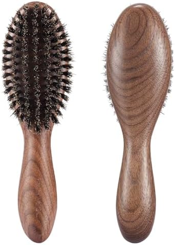 BESTOOL Hair Brush,Natural Walnut Wood & Boar Bristle Hair Brushes for Women Men and Kids to Enhance Shine and Texture,Slick Back Hairbrush for Thin,Fine and Medium Hair by BESTOOL