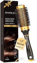 SHINLEA Small Round Brush for Blow Drying, Aluminum Thermal Roller for Short Hair Bangs, Salon Styling Hairbrush for Women Curly Straight Hair, 1.3" Barrel, 1.9 Inch with Bristles by SHINLEA