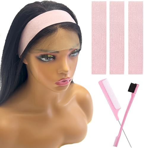 Wig Band and Lace Melting Band Set - Elastic Edge Wrap Bands to Keep Lace Front Wigs in Place and Lay Edges (5 Piece Set, Silver Pink) by Iraatraa