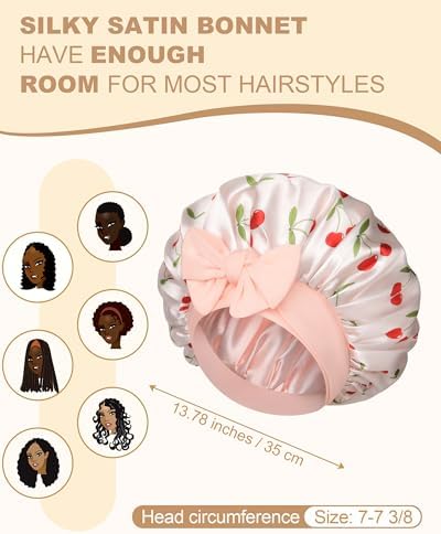 AWAYTR Double Layer Satin Bonnet for Women, Reversible Sleep Hair Wrap - Image 3