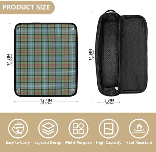 Tartan Plaid Hair Tools Travel Bag Carrying Case Portable Travel Organizer Pouch with Heat Resistant Mat for Hair Dryer Curling Iron Flat Irons - Image 4