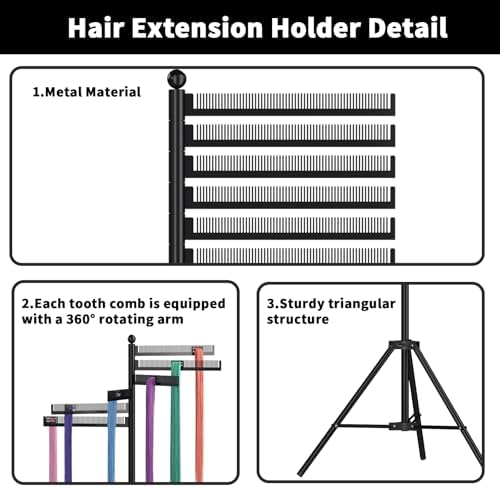 Hair Extension Holder Tripod - Height Adjustable Hair Braiding Rack Stand - Image 4