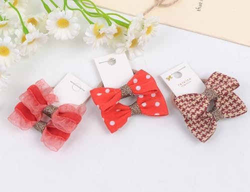 10 pairs Hair Ties With Bows 1.2 Inch Small, Ponytail Holders Pigtails Elastic Bands Hair Accessories For [Toddler] Kids [Baby] [Girl]s (Set-C) - Image 6