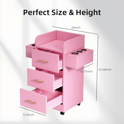 4ever2buy Salon Station for Hair Stylist, Salon Station Cart with Wheels - Image 2