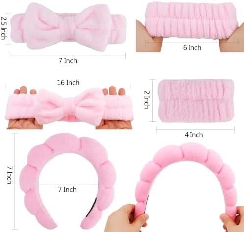 Chanaco Spa Headband, Makeup Accessory, Face Washing Wrist Bands, Teen Girl Gifts Trendy Stuff, Pink Cute Hair Accessories - Image 6
