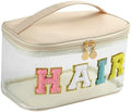 uekeboag Chenille Letter Clear Hair Makeup Bag(07Beige) by uekeboag