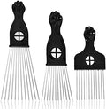 MODSIGHT Afro Pick for Curly Hair, 3 Pack Metal Hair Comb for Hair Styling Women/Men, Black (Plastic, Metal) by MODSIGHT
