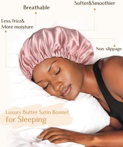 YANIBEST Adjustable Satin Bonnet Double Layer Hair Bonnet for Sleeping Bonnets for Women Hats Curly Natural Hair, Blush Pink - Image 2