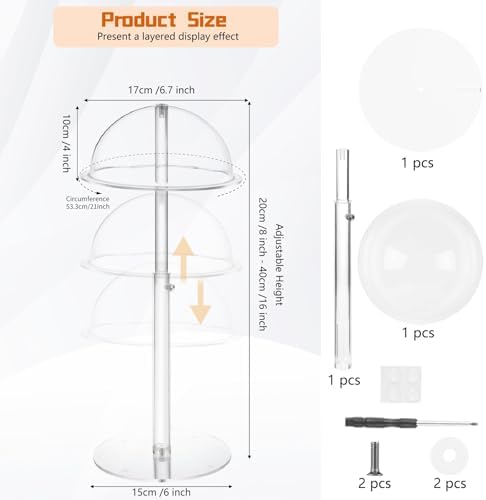 Adjustable Acrylic Hat Display Stand, 8"-16" Clear Domed Baseball Cap Rack - Image 2