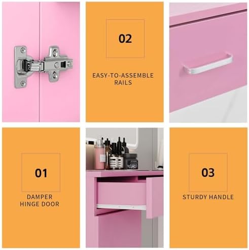 4ever2buy Pink Salon Stations for Hair Stylist, Wall Mount Barber Station - Image 5