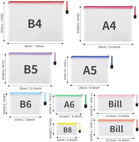 EOOUT 20pcs Mesh Zipper Pouch, Waterproof Zipper Bags, 8 Sizes Plastic Travel Pouch, 10 Colors, Multipurpose for Board Game, Travel Storage, School Supplies, Office Appliances, Home Organize - Image 2