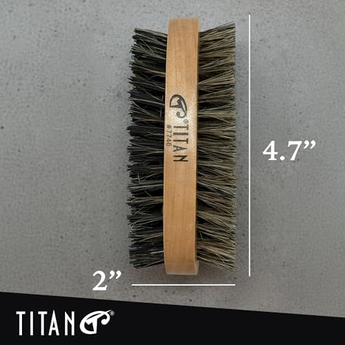 TITAN Double Sided Military Hair Brush – Soft & Hard Boar Bristle Wave Brush for Men – Dual-Sided Palm Brush with Wooden Handle for 360 Waves, Beard, and Hair Grooming - Image 6