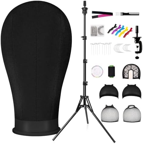 63In Wig Stand Tripod with 22In Head, Mannequin Head for Wig Making Display by PetBaby
