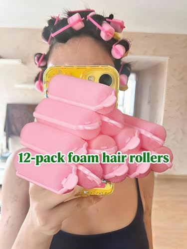 Foam Hair Rollers, 12-Pack 2.4 Inch Soft Heatless Sleep Curlers - Image 5