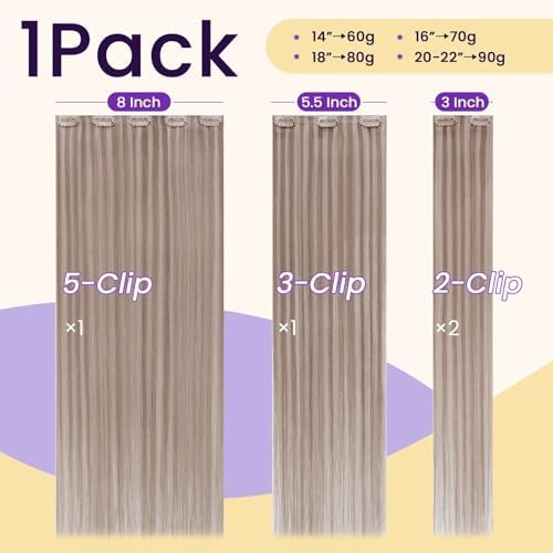 LaaVoo Seamless Clip in Hair Extensions Human Hair Blonde Highlight Seamless Clip in Human Hair Extensions Invisible PU Weft Human Hair Clip ins Extension 18inch 4PCS 95g - Image 4