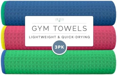 S&T INC. Microfiber Gym Towels, 3 Pack, 16" x 27", Honeycomb Brights by STINC