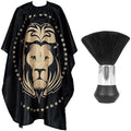 Professional Hair Cutting Cape with Neck Duster Brush, Large Size Salon Barber Cape for Men, Women and Kids(Black with Lion Pattern) by YELEGAI